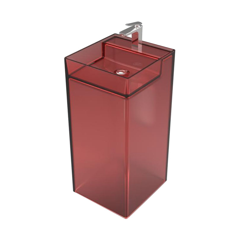 Bazin de coloană transparentă colorat pătrat